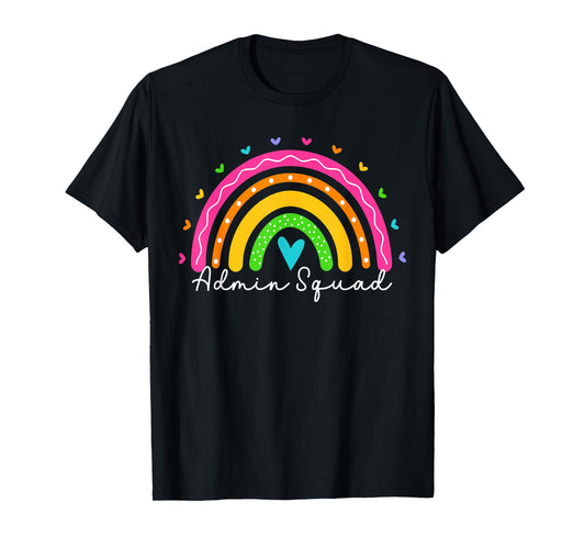 Admin Squad For Women School Administrator Assistant Rainbow T-Shirt