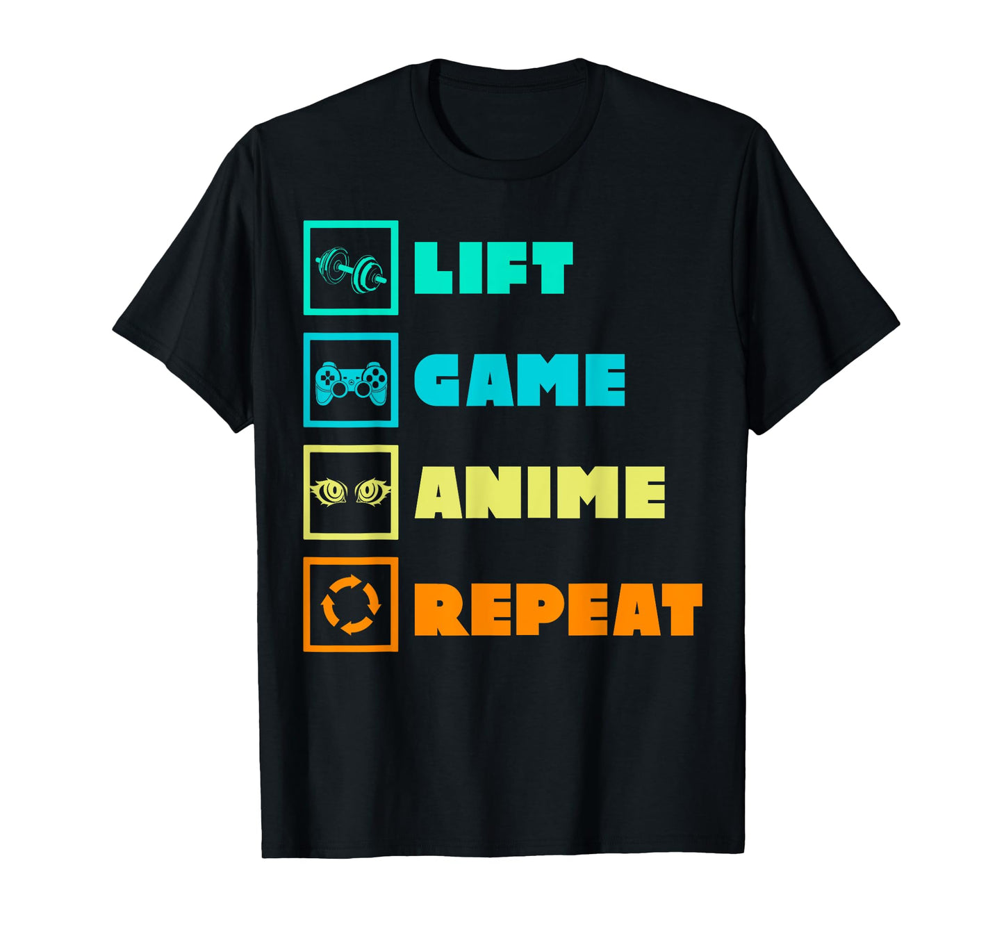 Lift Game Anime Repeat Funny Gym Humor Anime Lover Gamer T-Shirt