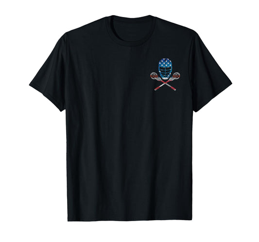 Vintage Lacrosse American Flag Lax Helmet Sticks 4th Of July T-Shirt
