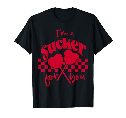 Groovy I'm A Sucker For You Retro Heart Candy Valentines T-Shirt