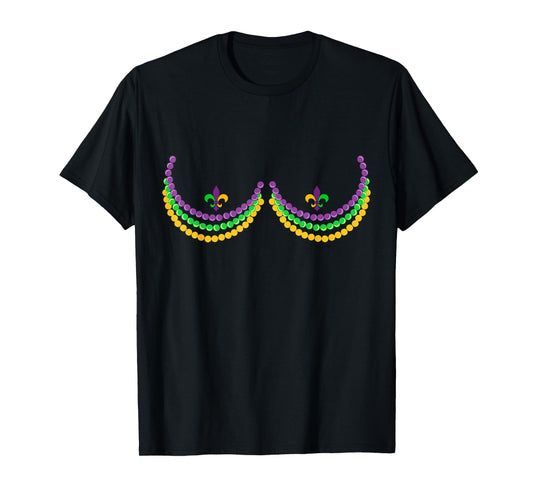 Boobshirt Mardi Gras Funny Beads Boobs Outline Costume Humor T-Shirt