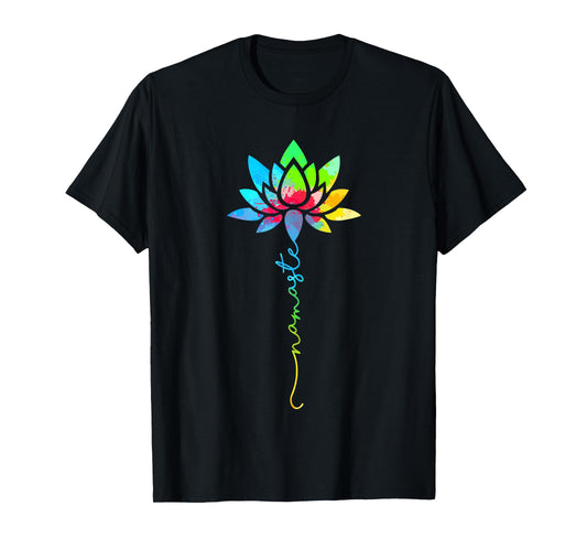 Womens Namaste Rainbow Mandala Lotus Flower Meditation Yoga T-Shirt