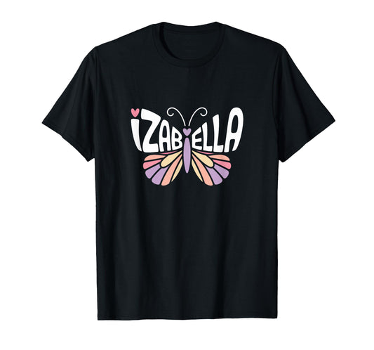 Izabella Butterfly - Personalized Cute Name Word Art T-Shirt