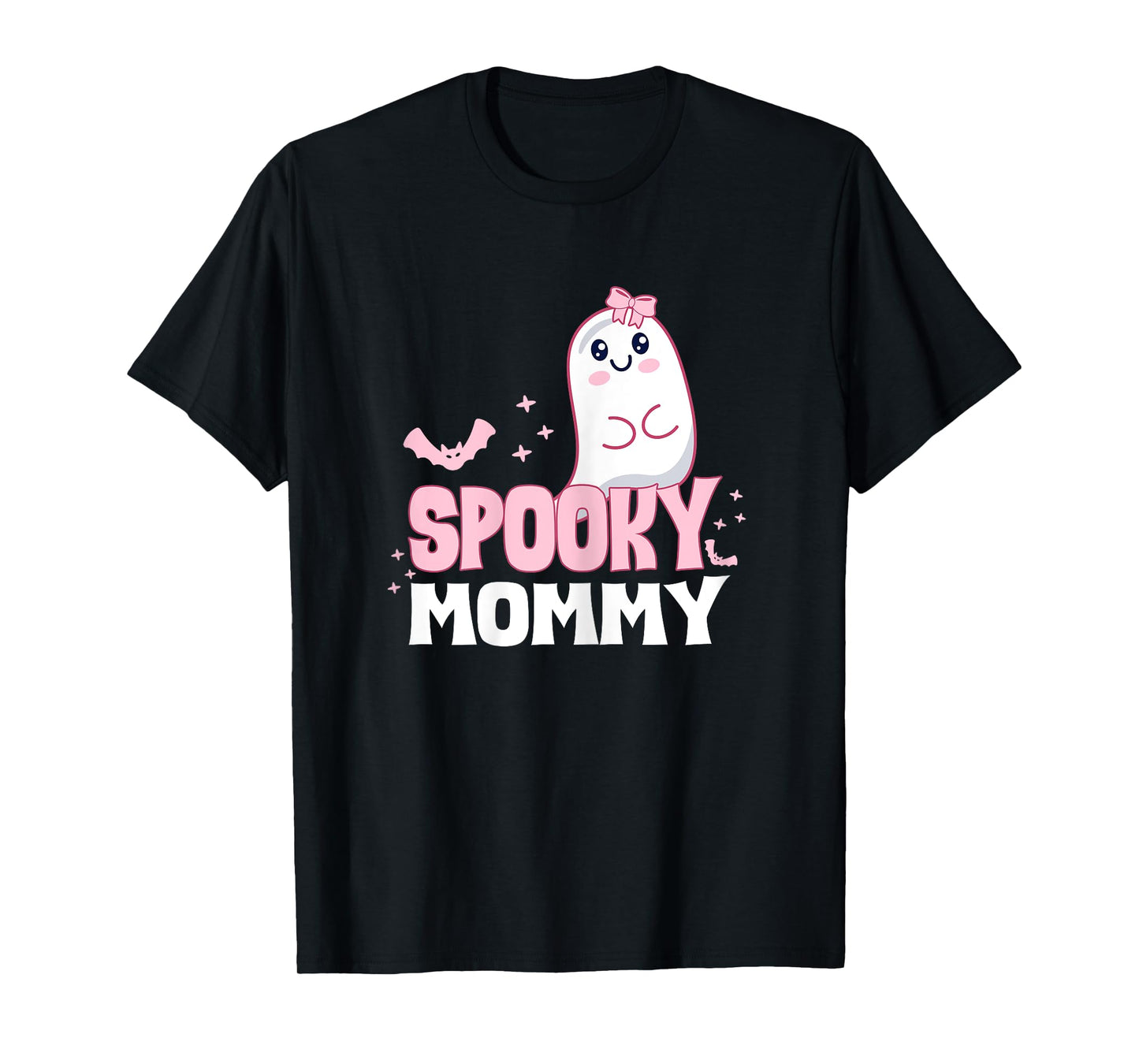Spooky Mommy Family Cute Pink White Ghost Boo Halloween T-Shirt