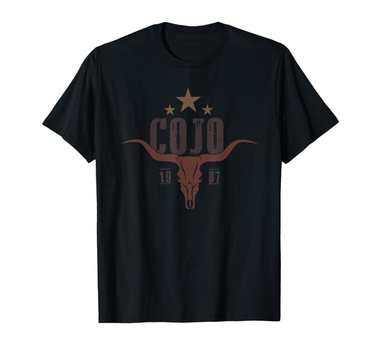 Vintage Rodeo Cojo Western Deserts Bull-Skull Cowhide Cojo T-Shirt