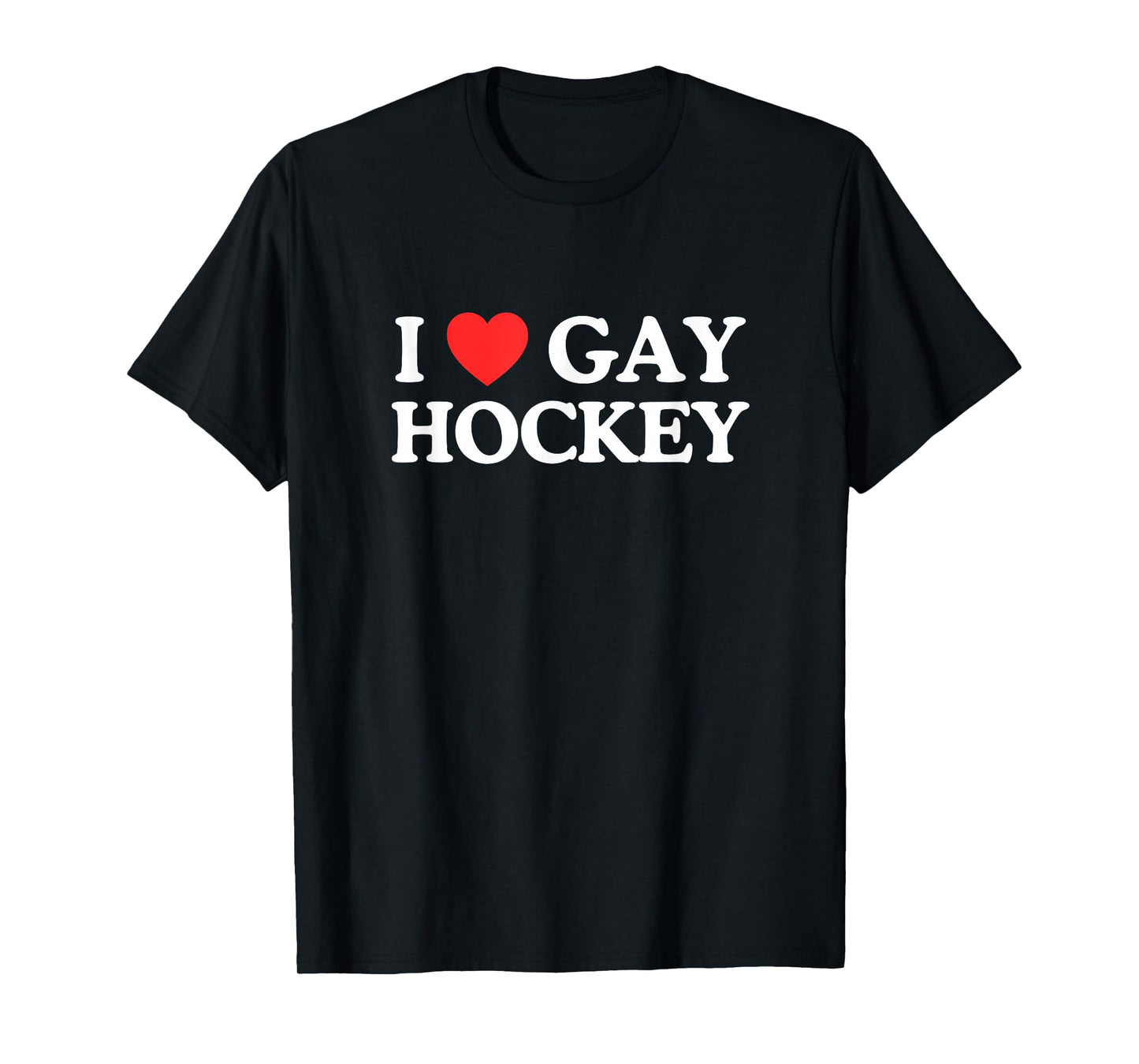 I Love Heart Gay Hockey Unhinged Gay Pride Parade Gen Z Meme T-Shirt