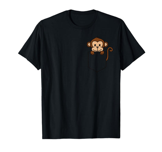 Boys Girls Toddler Cute Zoo Animal Monkey in Pocket Kids T-Shirt