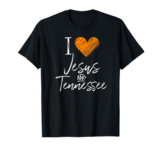 I Love Jesus And Tennessee Shirt Orange Heart Cute Fan Gift T-Shirt