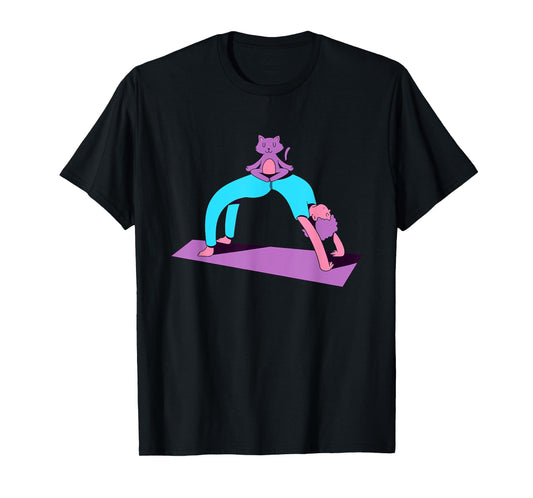 Funny Yoga With A Cat Graphic Men Women T-Shirt