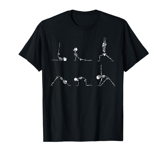 Yoga Skeletons Asana Namaste Funny Meditation Halloween Yogi T-Shirt