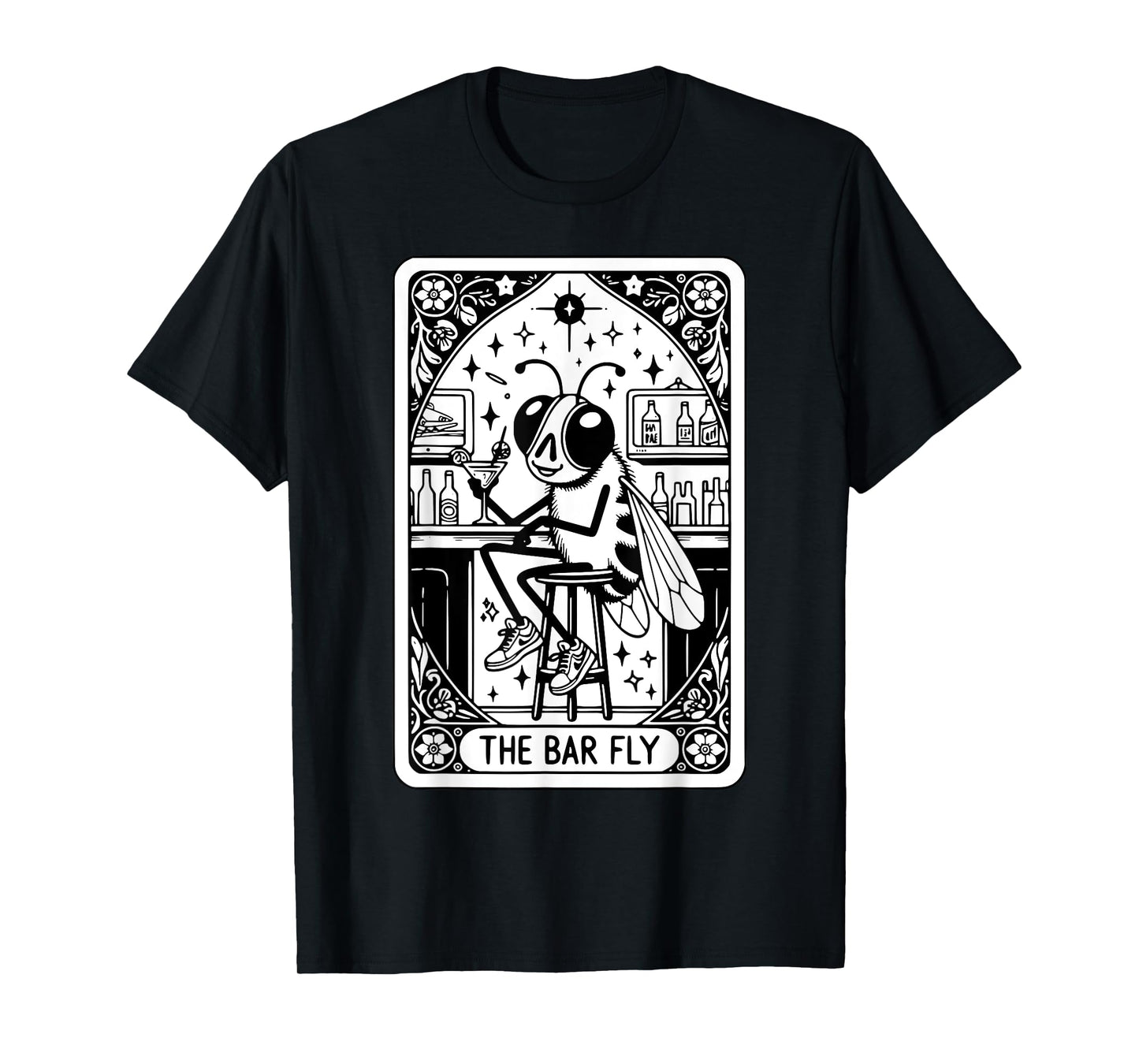 Bartender Tarot Card Cute Fly Cocktail Witchy Vibes Alcohol T-Shirt