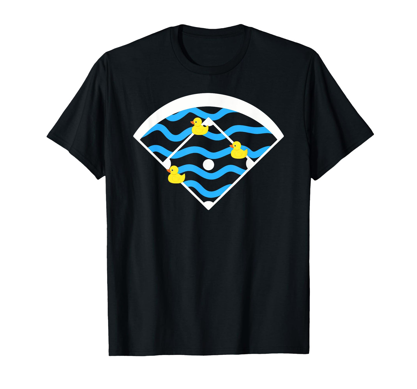 Ducks Left on the Pond Funny Baseball Field T-Shirt