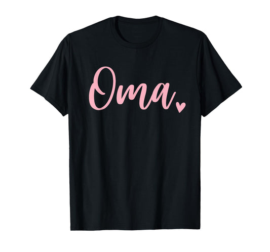 Oma Cute Heart Grandma Womens Pink T-Shirt