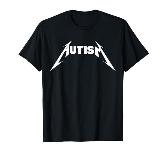 Funny Design Autism Skeleton Meme Metal Rock For Men Women T-Shirt