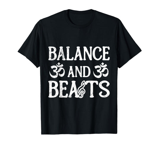 Yoga Outfit BALANCE AND BEATS Funny Music Yoga T-Shirt