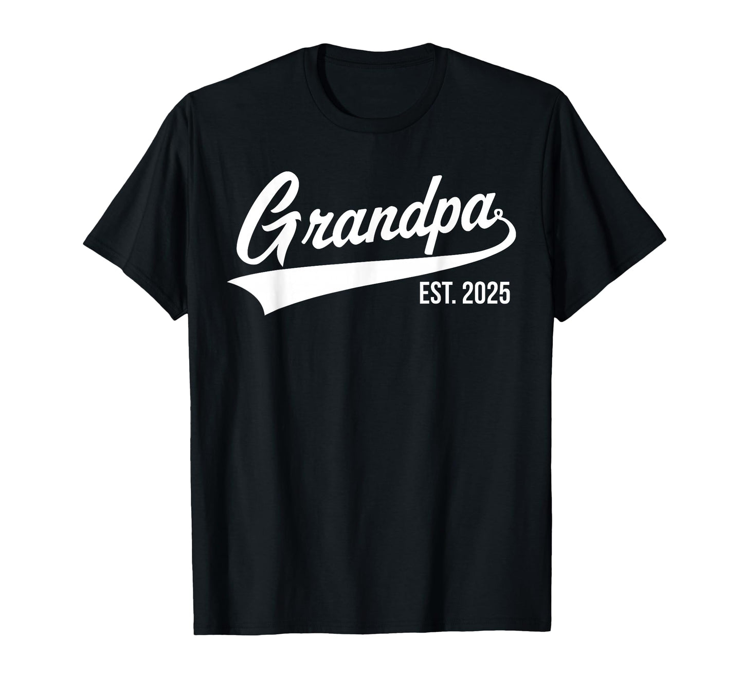 Birth Gift Co. Funny 1st Time Grandpa 2025 T-Shirt - Black, Small - Men's Casual Letter Print Straight Fit Cotton T-Shirt