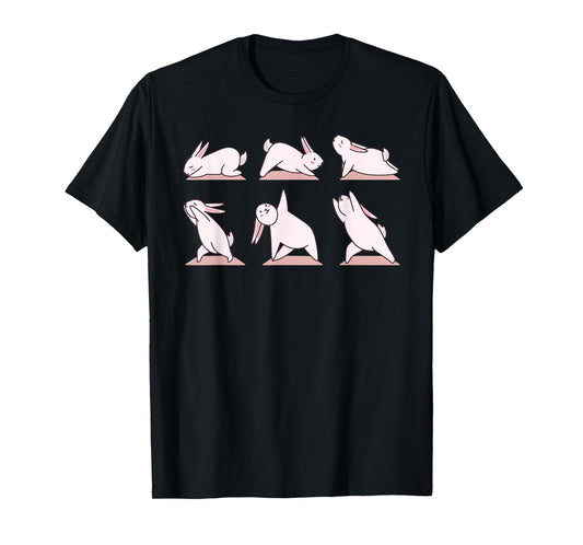 Cute Bunny Yoga Rabbit Poses and Meditation funny T-Shirt