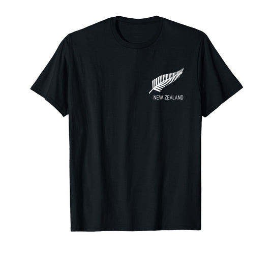 Black New Zealand Fern Shirt Mens Black Proud Kiwi NZ Rugby T-Shirt