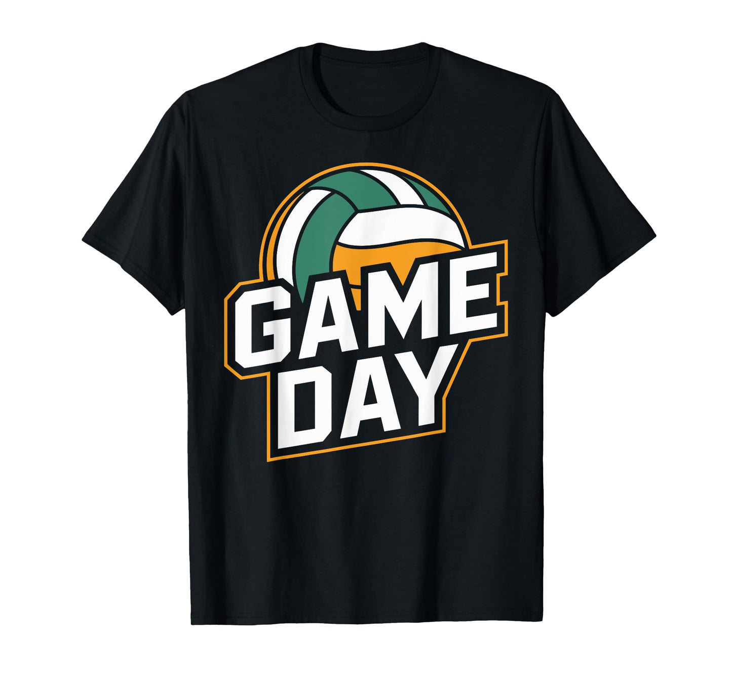 Game Day Volleyball Sport Colorful White, Green Ball Graphic T-Shirt