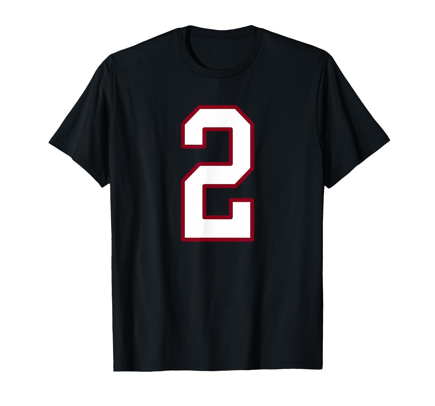 Maroon and White Number 2 Jersey Player Uniform #2 T-Shirt