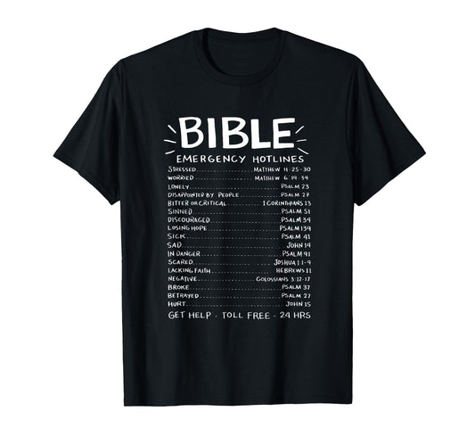 Christianity T-Shirt Bible Emergency Hotlines | Men Women T-Shirt