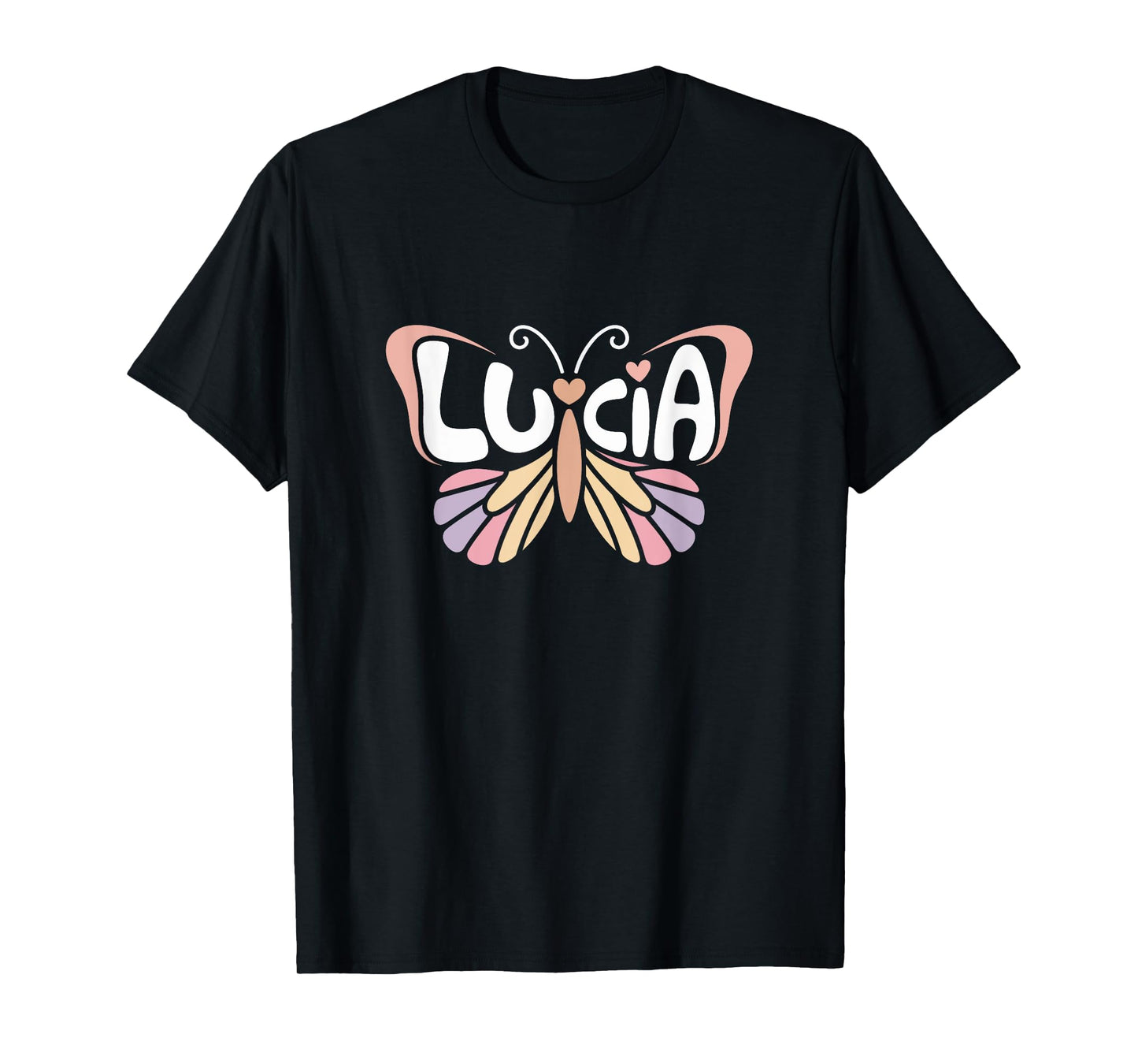 Lucia Butterfly - Personalized Cute Name Word Art T-Shirt