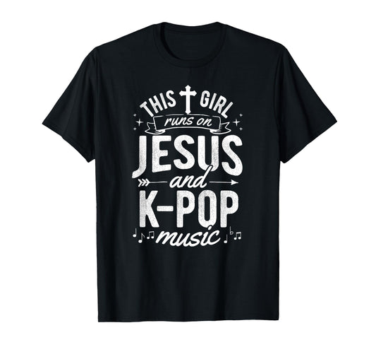 Korean K-Pop Girl Women Gift Runs On Jesus T-Shirt