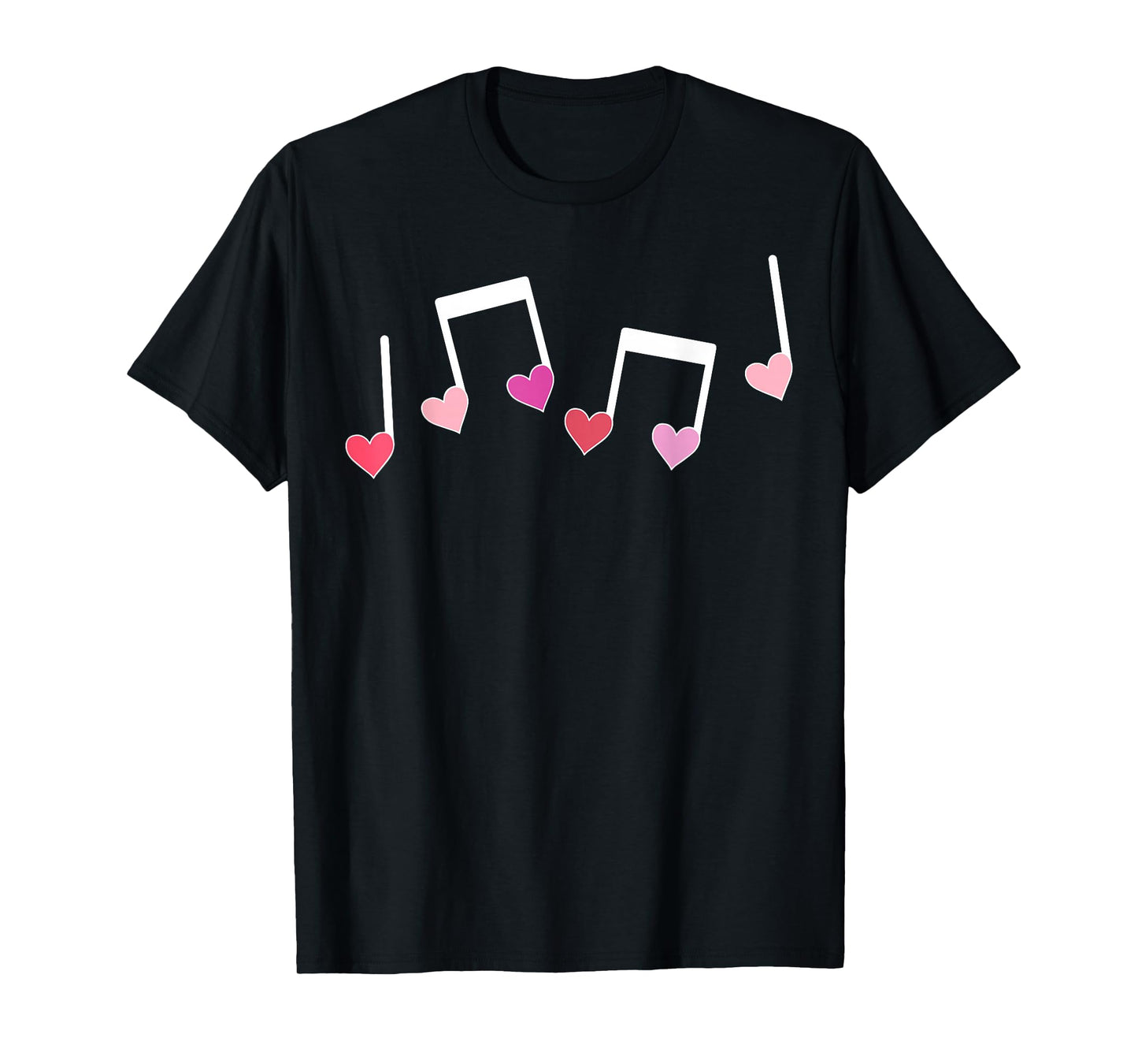 Music Notes Heart Valentines Day Musicians Music Lover Women T-Shirt