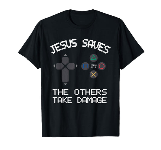 Vintage Christian Video Gamer Jesus Saves T-Shirt