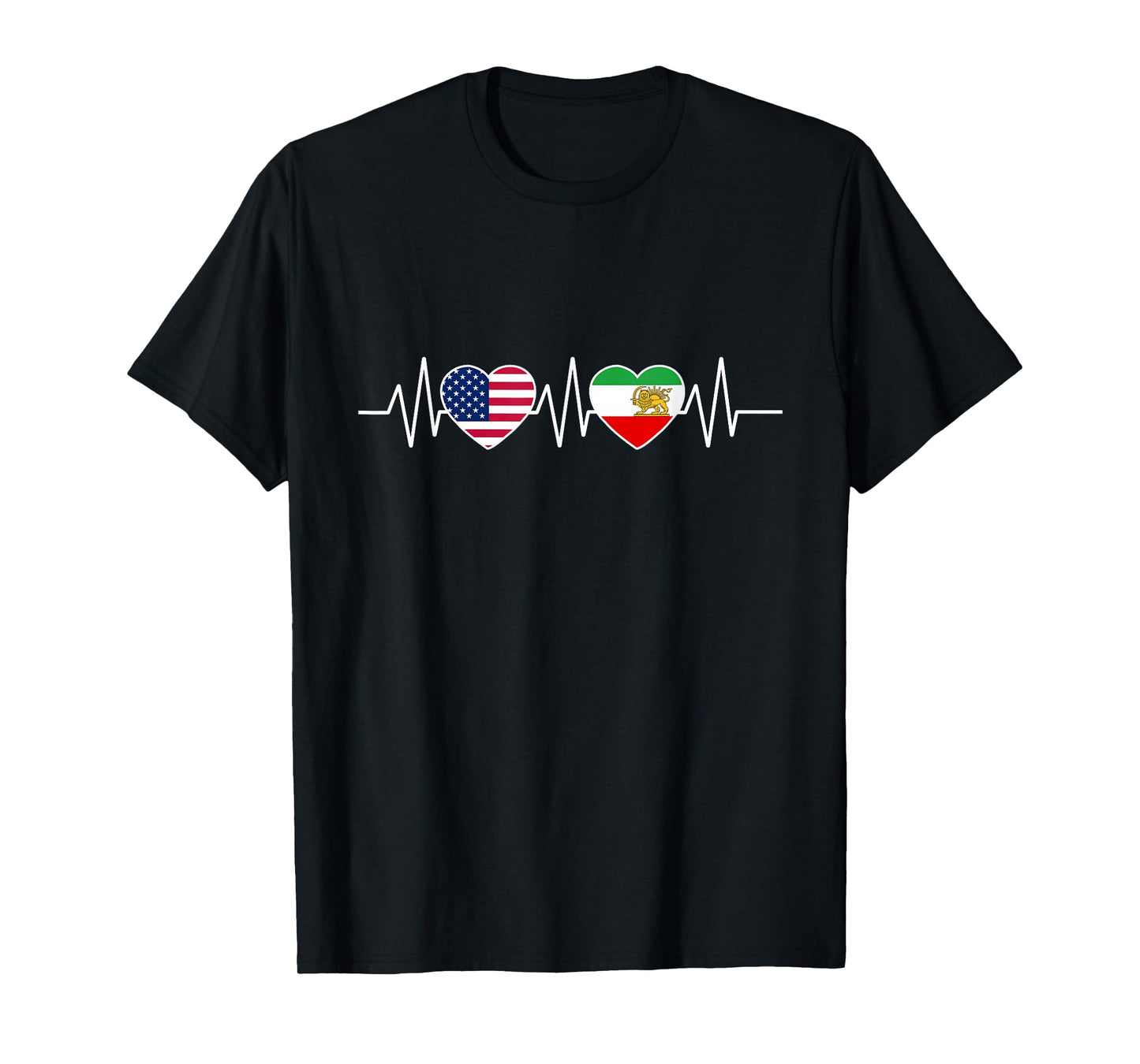 Persian American Flag USA Persia Heritage Heart T-Shirt