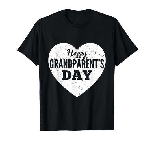 Heart Happy Grand Parents Day Grandma Grandpa T-Shirt