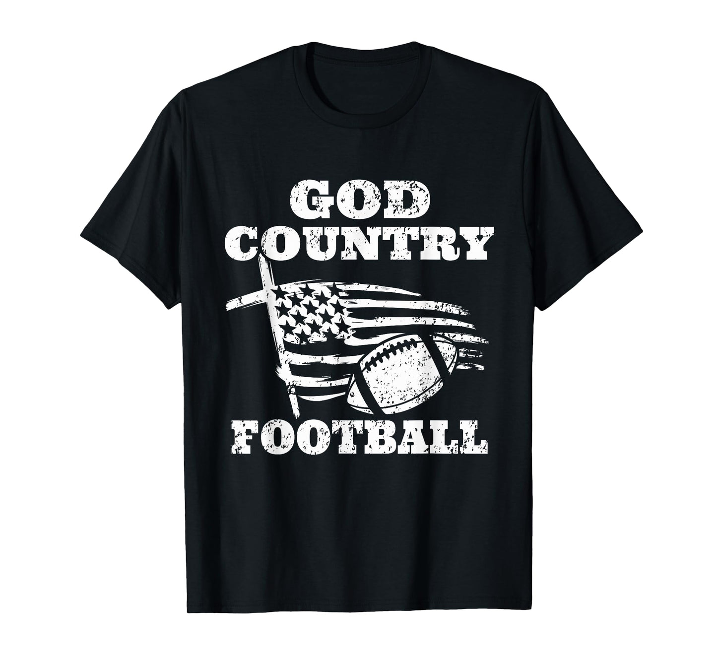 God Country Football Patriotic American Flag T-Shirt