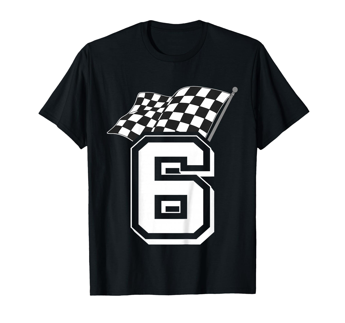 Kids Birthday Boy 6 Racing Flag 6th Birthday Race Car T-Shirt