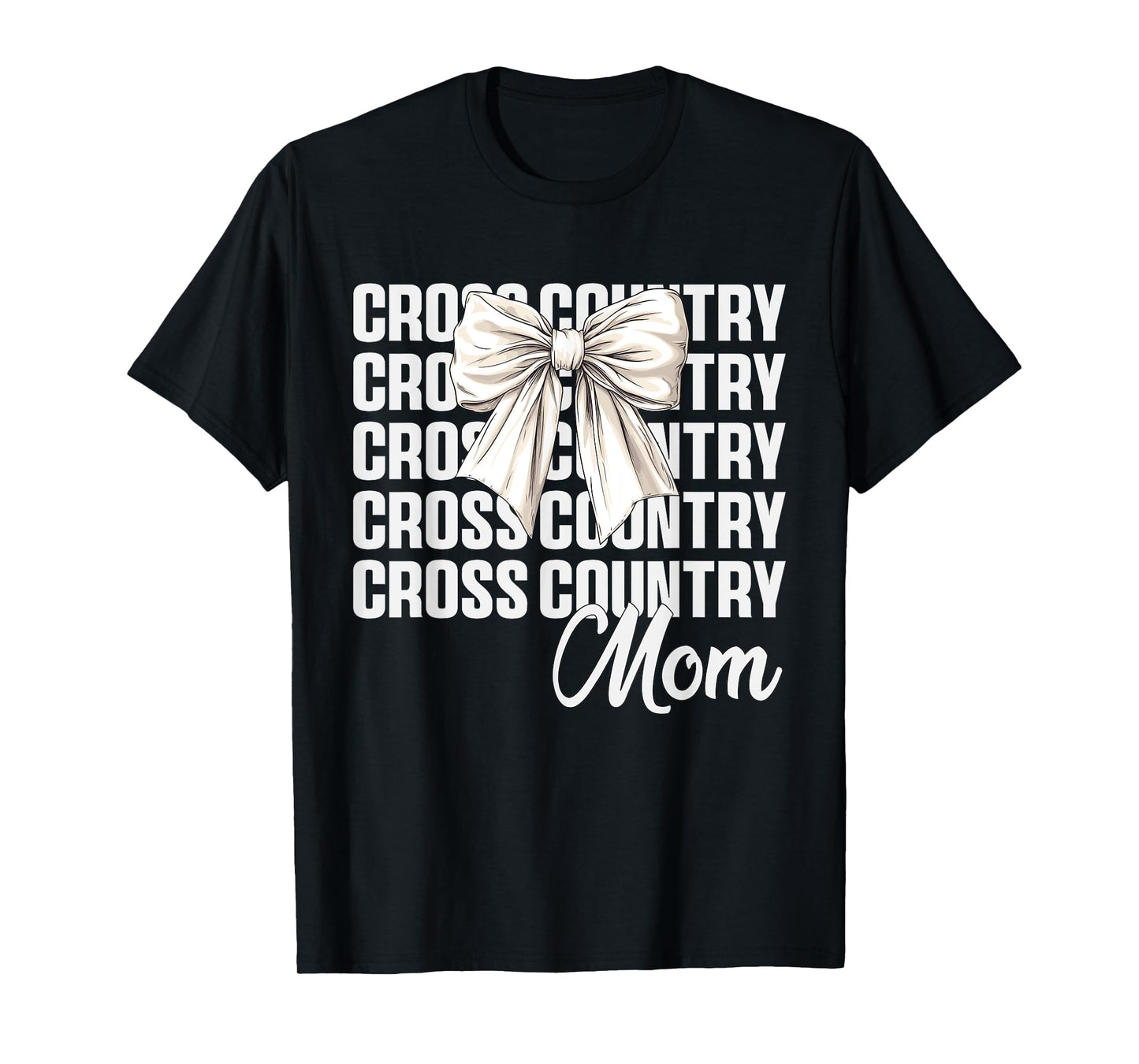 Cross Country Mom Coquette Bow Cute XC Lovers Mothers Day T-Shirt
