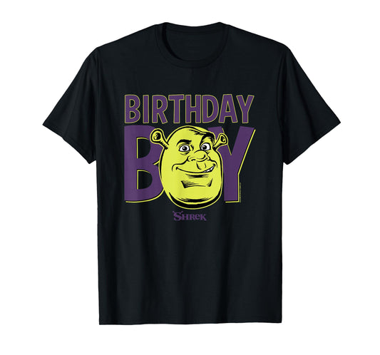 Shrek Birthday Boy Neon Big Face Chest Logo T-Shirt