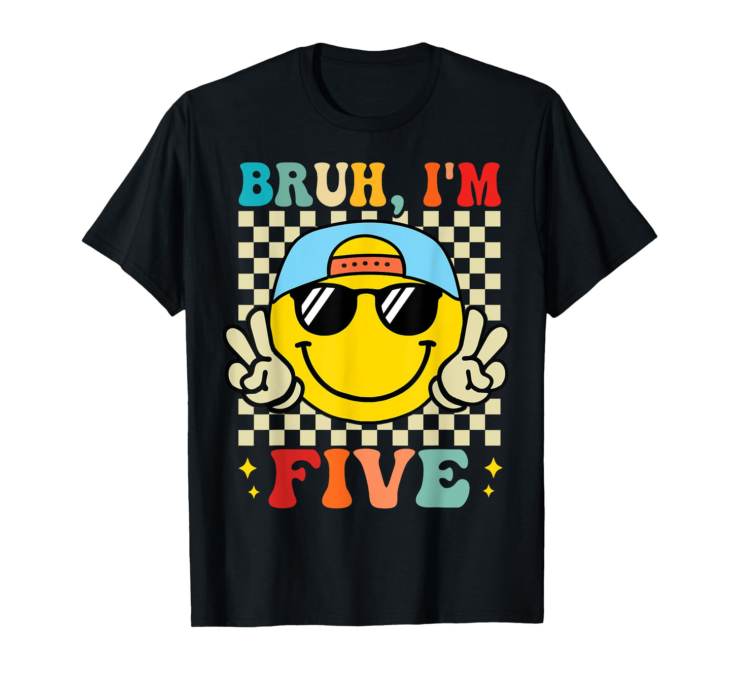 Bruh I'm Five 5 5th Birthday Groovy Boys Girls 5 Years Old T-Shirt