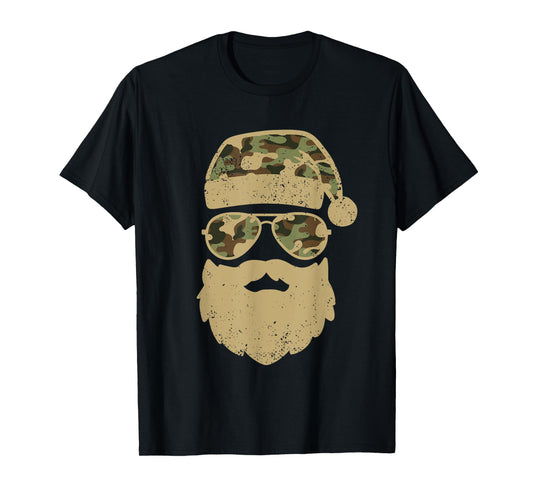 Camo Santa Claus Sunglasses Funny Camo Christmas Camouflage T-Shirt