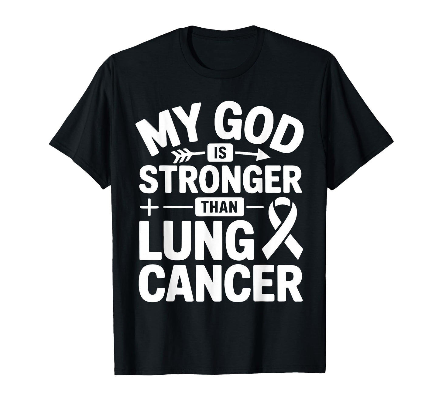Lung Cancer Support God's Strength White Ribbon Awareness T-Shirt