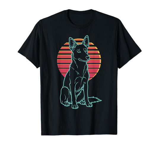 Belgian Malinois Lover Dog Owner Retro Synthwave 80s T-Shirt