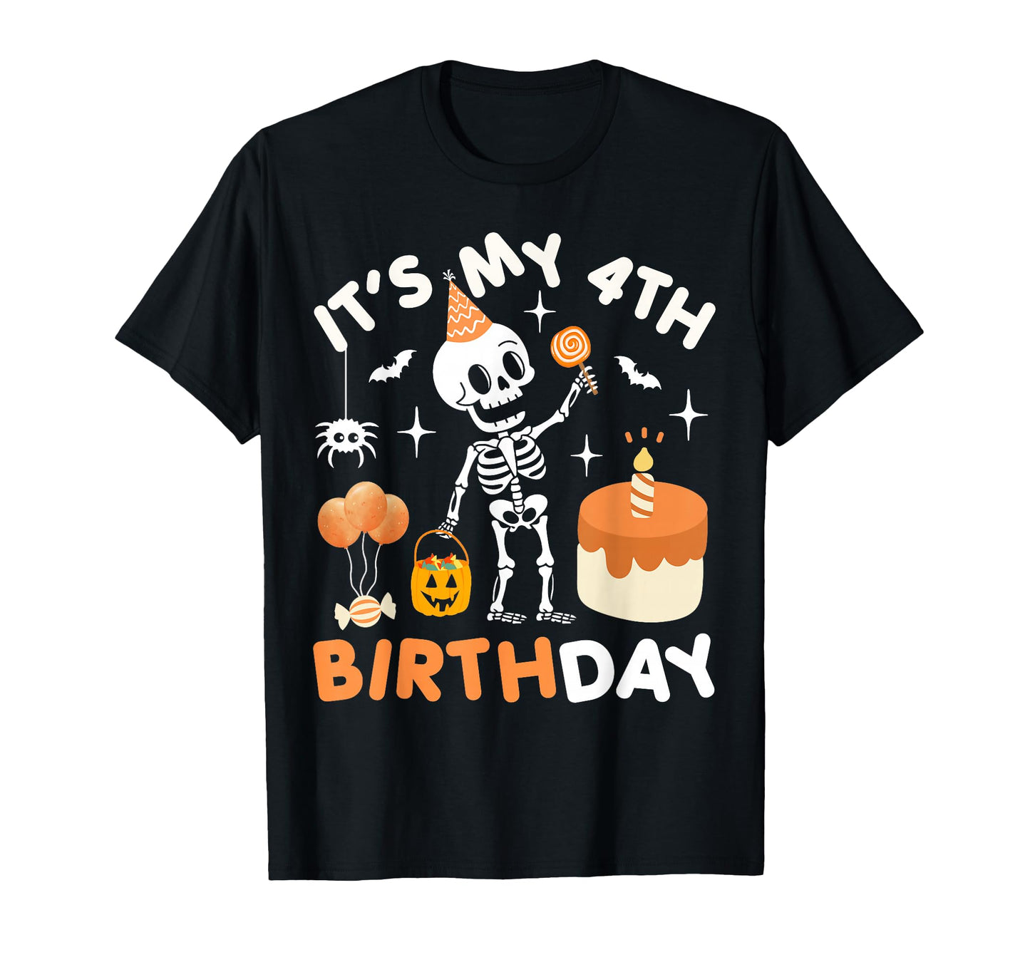 It's My 4th Birthday-Funny Halloween Skeleton 4th Bday Boys T-Shirt