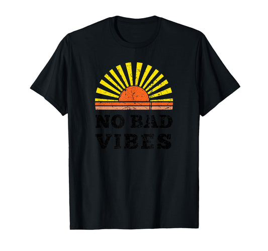 No Bad Vibes Summer Retro Sunset Think Positive Wellbeing Men Women Girls Kids T-Shirt
