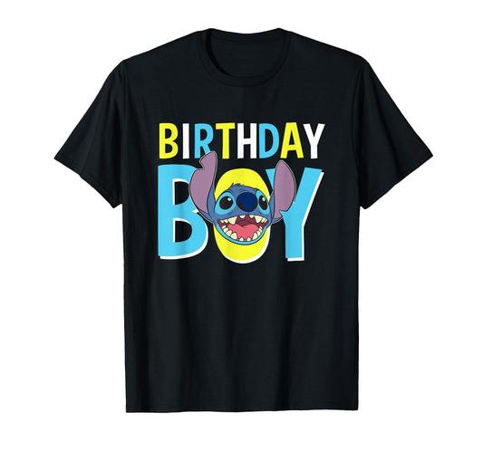Disney Lilo & Stitch Birthday Boy Blue Stitch Logo & Icon T-Shirt