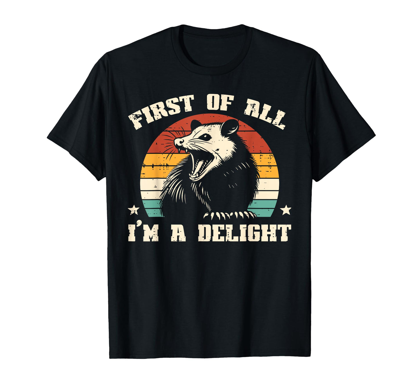 Possum First Im Delight Vintage Opossum Humor Men Women Kids T-Shirt