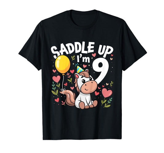 9 Years Old Girl Horses 9th Horse Birthday Girl T-Shirt