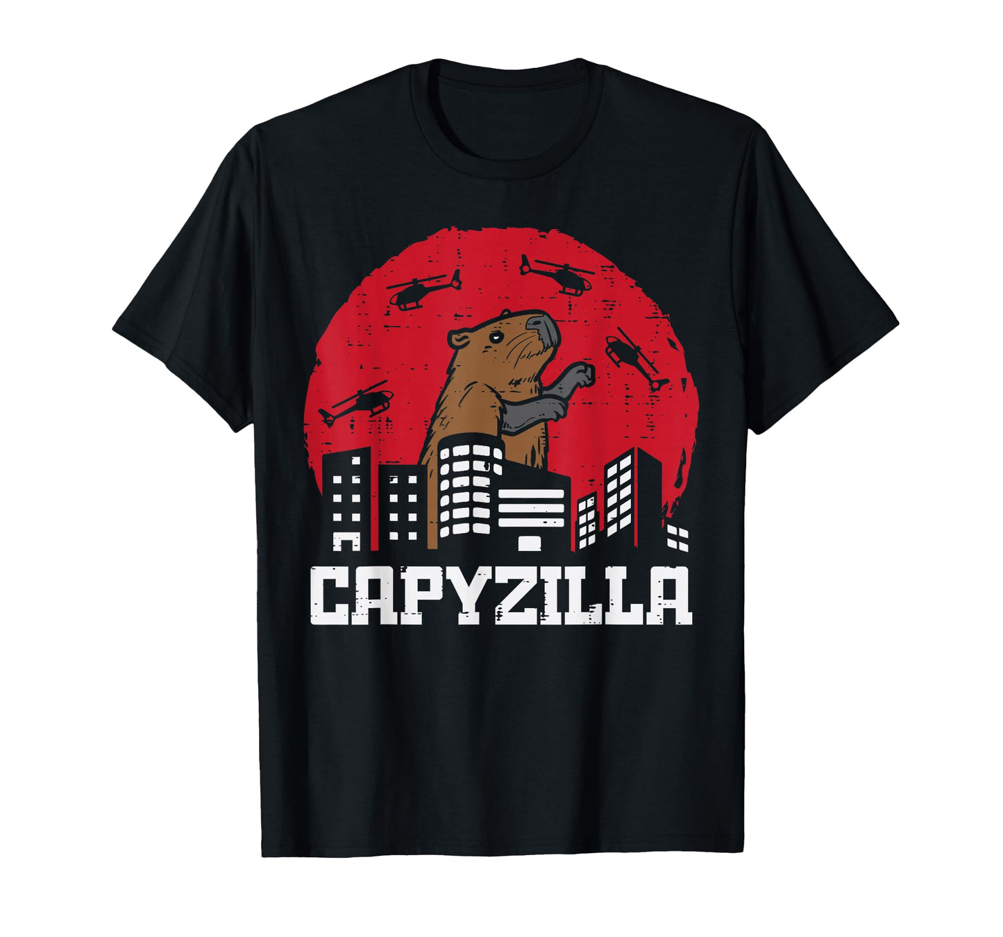 Capybara Monster Capyzilla Funny Capy Rodent Men Women Kids T-Shirt