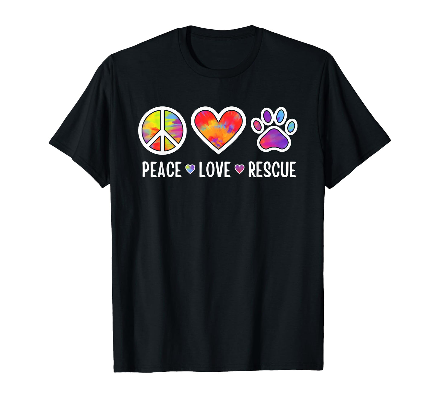 Peace Love Rescue Dogs Puppy Cute Paw Dog Lover Tie Dye T-Shirt