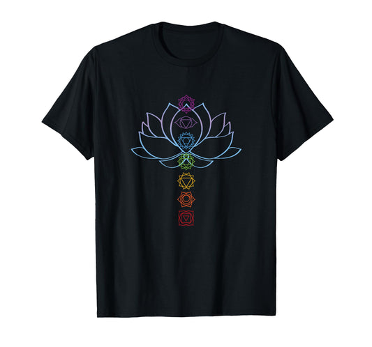 Spiritual Zen Lotus Flower Chakras Aligned Yoga T-Shirt
