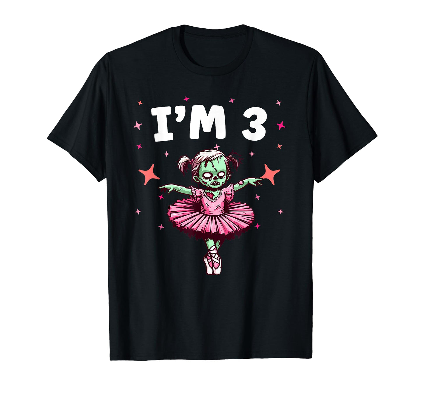 Ballerina Zombie Birthday 3rd Birthday Party I'm 3 T-Shirt