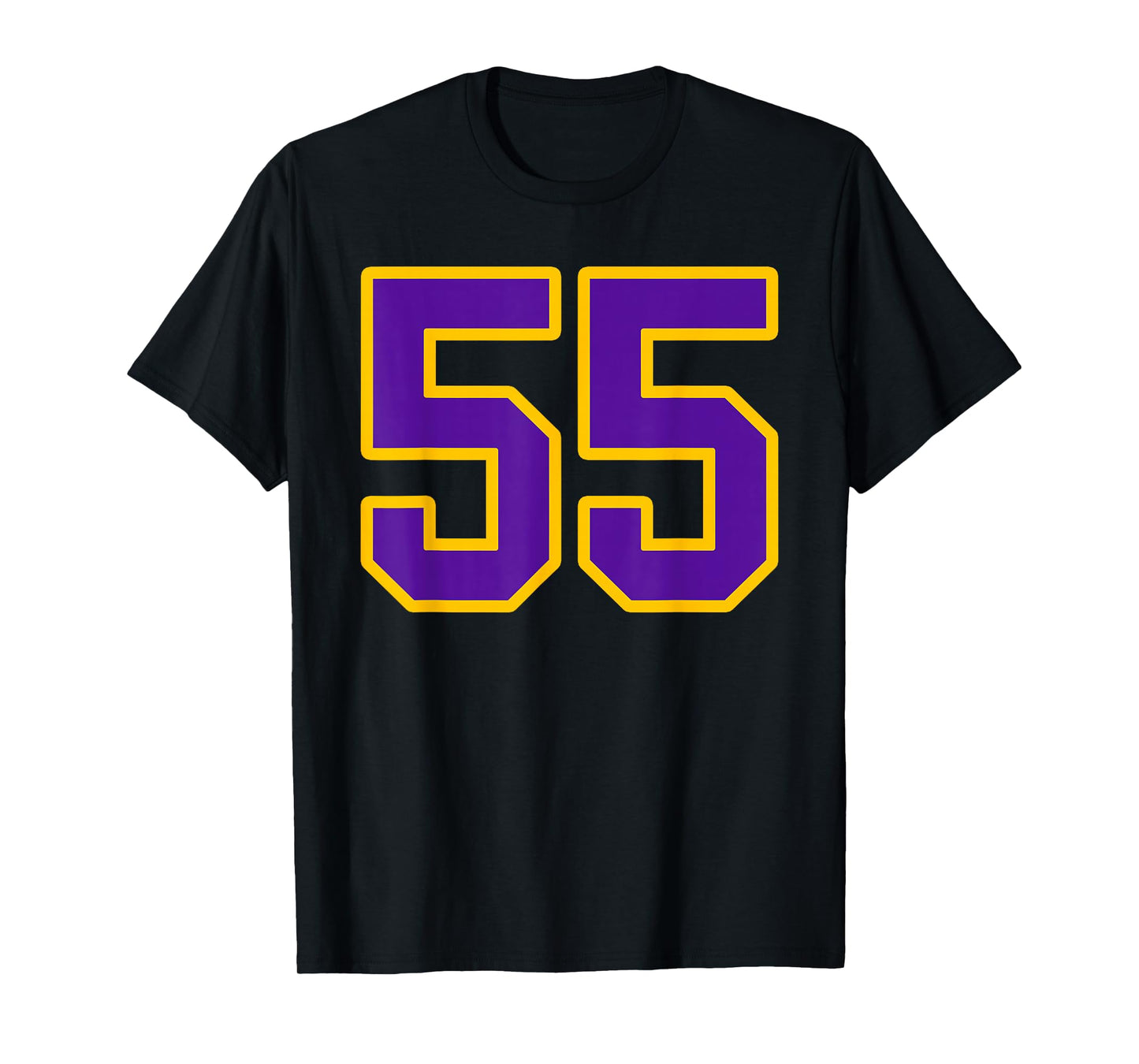 Purple and Gold Number 55 Jersey Player Uniform #55 Fan T-Shirt