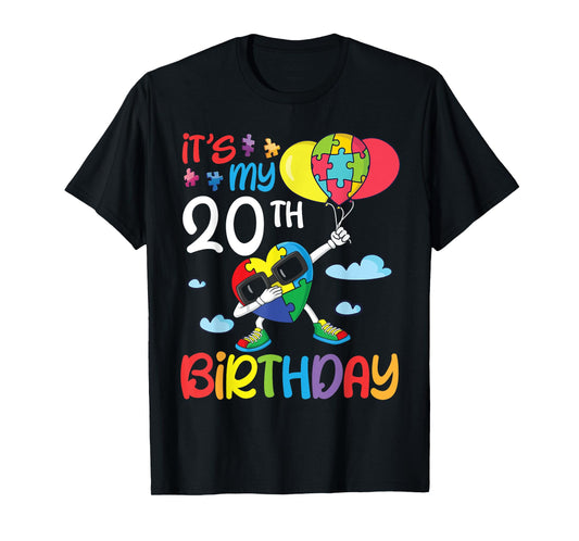 Big Puzzle Heart Dabbing 20 Years Old It's My 20th Birthday T-Shirt